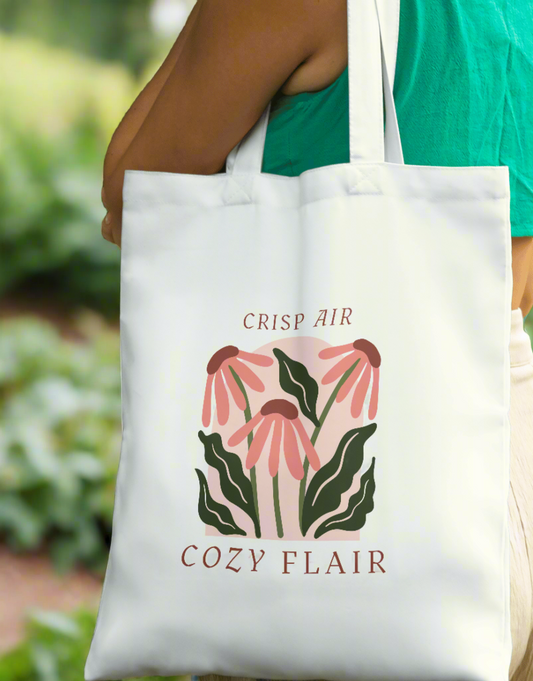 Crisp Air, Cozy Flair Tote Bag | Fall-Inspired Custom Tote Bag